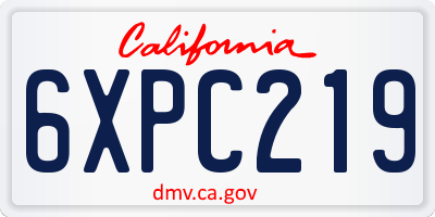 CA license plate 6XPC219