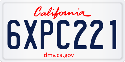 CA license plate 6XPC221