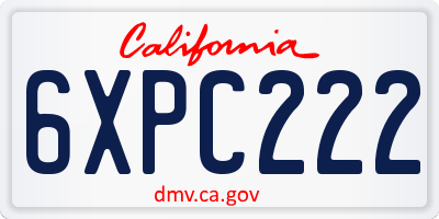 CA license plate 6XPC222