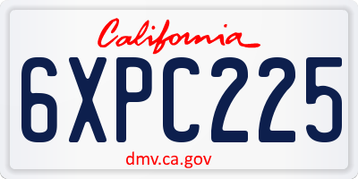 CA license plate 6XPC225
