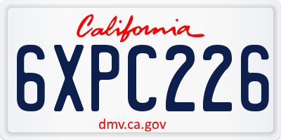 CA license plate 6XPC226