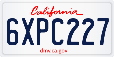 CA license plate 6XPC227