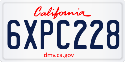 CA license plate 6XPC228