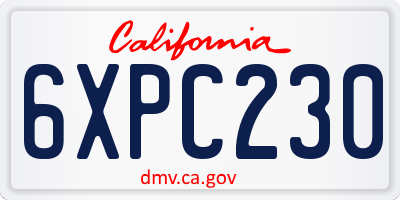 CA license plate 6XPC230