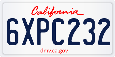 CA license plate 6XPC232