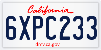 CA license plate 6XPC233