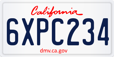 CA license plate 6XPC234