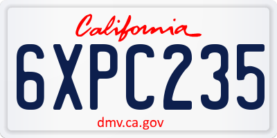 CA license plate 6XPC235