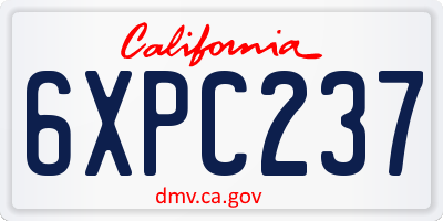 CA license plate 6XPC237