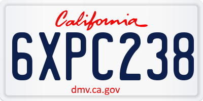 CA license plate 6XPC238