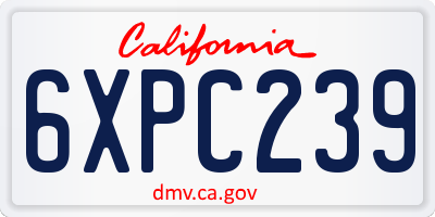 CA license plate 6XPC239