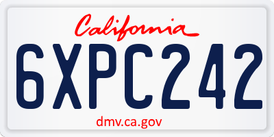 CA license plate 6XPC242