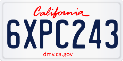 CA license plate 6XPC243