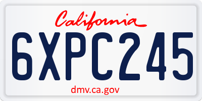 CA license plate 6XPC245