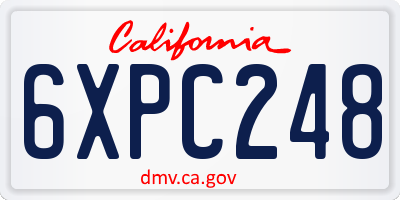 CA license plate 6XPC248