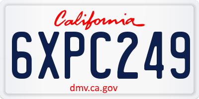 CA license plate 6XPC249