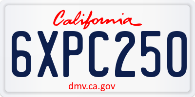 CA license plate 6XPC250