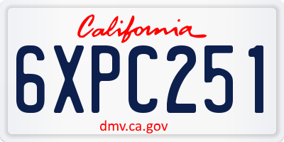 CA license plate 6XPC251