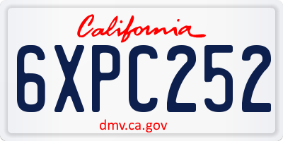 CA license plate 6XPC252