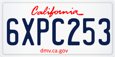 CA license plate 6XPC253