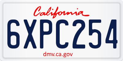 CA license plate 6XPC254