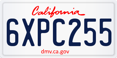 CA license plate 6XPC255