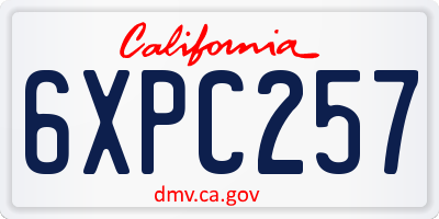 CA license plate 6XPC257
