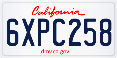 CA license plate 6XPC258