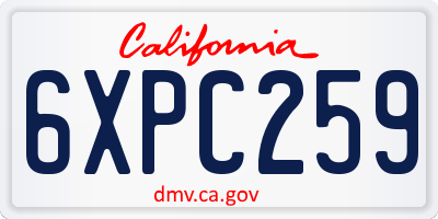 CA license plate 6XPC259