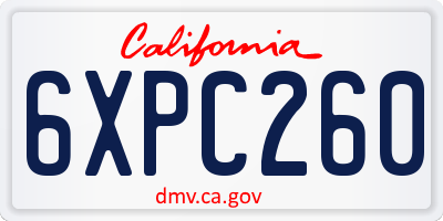 CA license plate 6XPC260