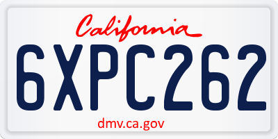 CA license plate 6XPC262