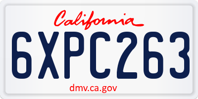 CA license plate 6XPC263