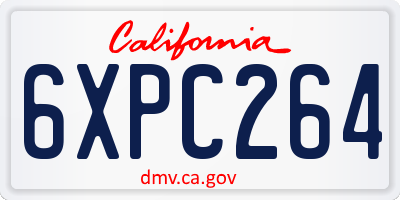CA license plate 6XPC264
