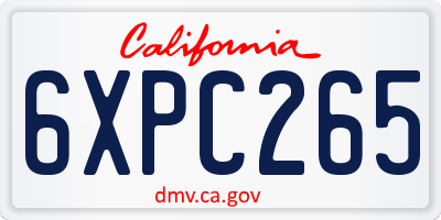 CA license plate 6XPC265