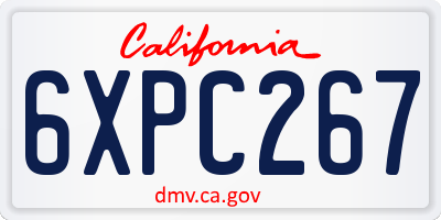 CA license plate 6XPC267