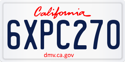 CA license plate 6XPC270