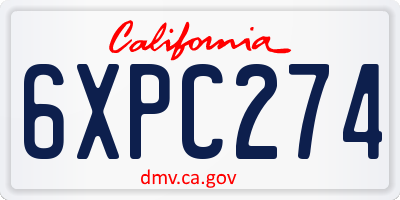 CA license plate 6XPC274