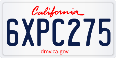 CA license plate 6XPC275