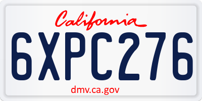 CA license plate 6XPC276