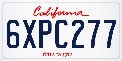 CA license plate 6XPC277
