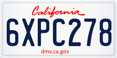 CA license plate 6XPC278