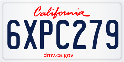 CA license plate 6XPC279