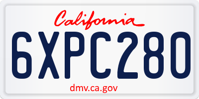 CA license plate 6XPC280