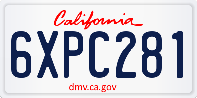 CA license plate 6XPC281