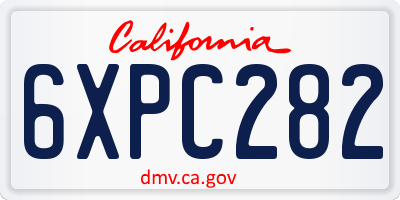 CA license plate 6XPC282