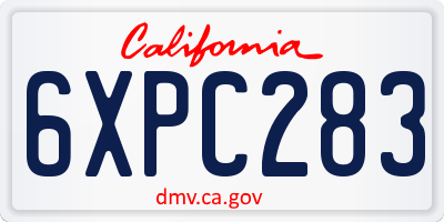 CA license plate 6XPC283
