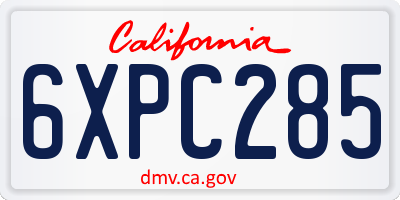 CA license plate 6XPC285