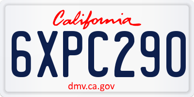 CA license plate 6XPC290