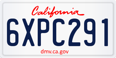 CA license plate 6XPC291