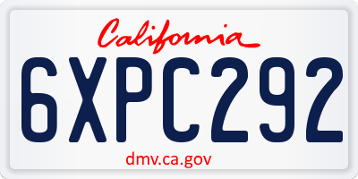 CA license plate 6XPC292